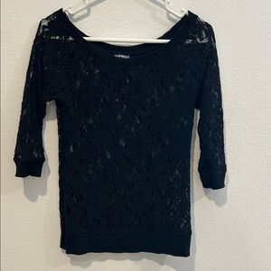 Express Black Floral Lace Scoop Neck Pullover